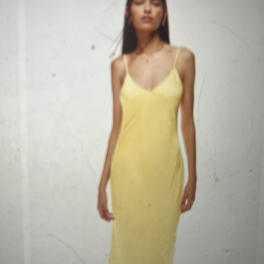 Yellow slip dress midi